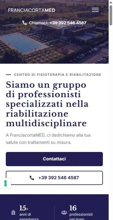 Screenshot della home di franciacortamed.it sul telefono