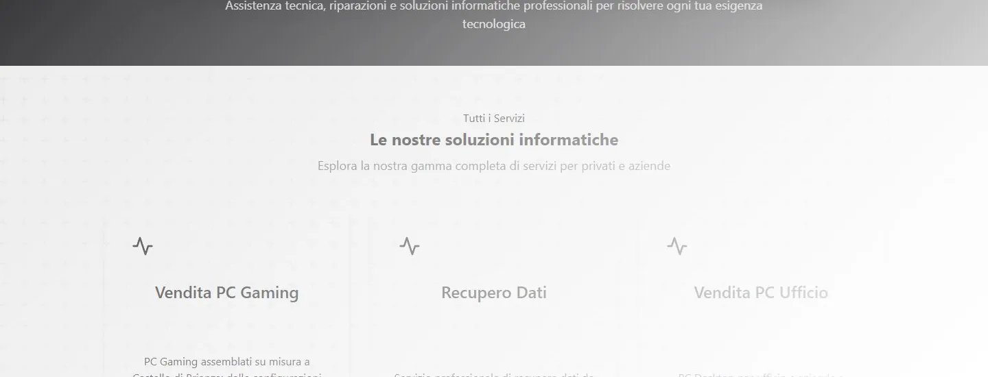 Screenshot della pagina Servizi di roxmir.it prima del restyling