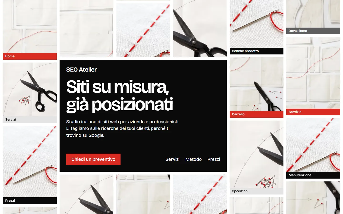 Screenshot della home di seo-atelier.it su uno schermo largo
