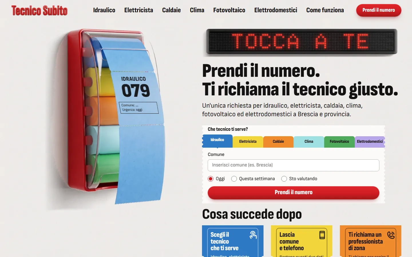 Screenshot della home di tecnicosubito.pro su uno schermo largo
